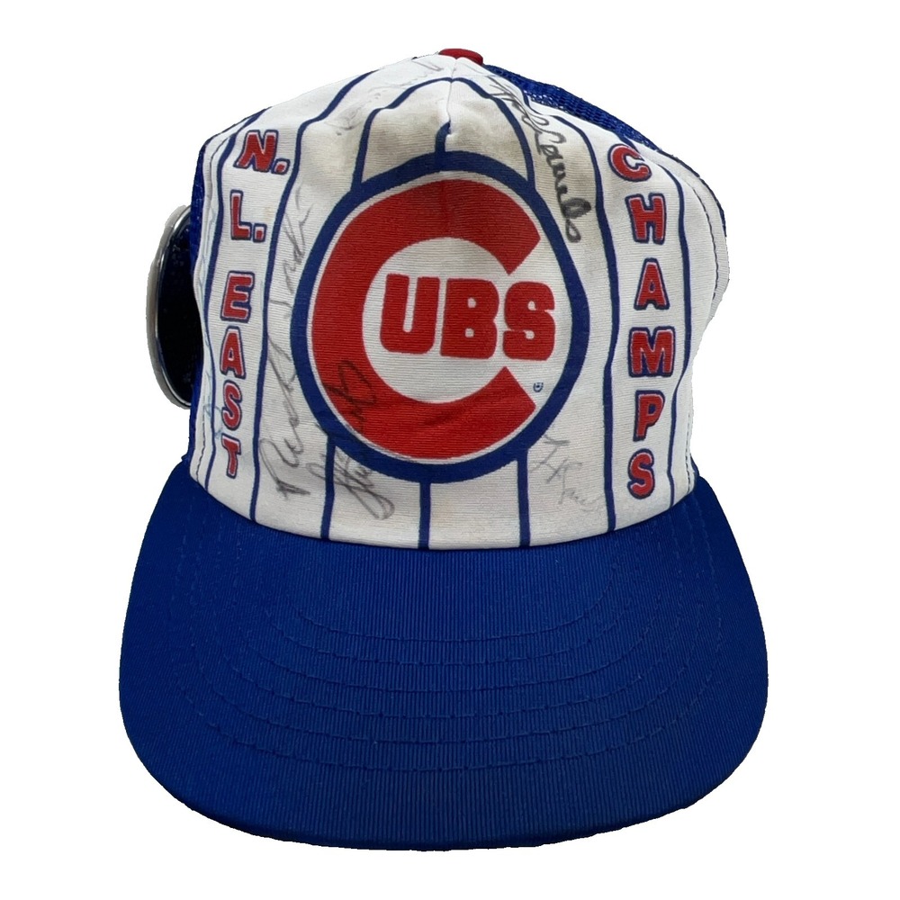 Vintage Chicago Cubs Hat Cap Snap Back Blue White‎ Mesh Trucker 90s USA Foam